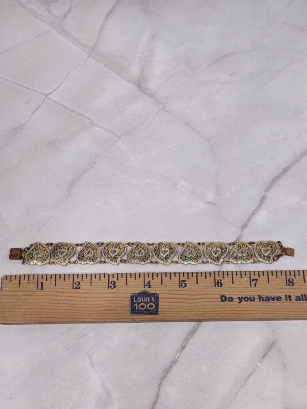 Vintage Damascene Heart Link Bracelet - Picture 3 of 8